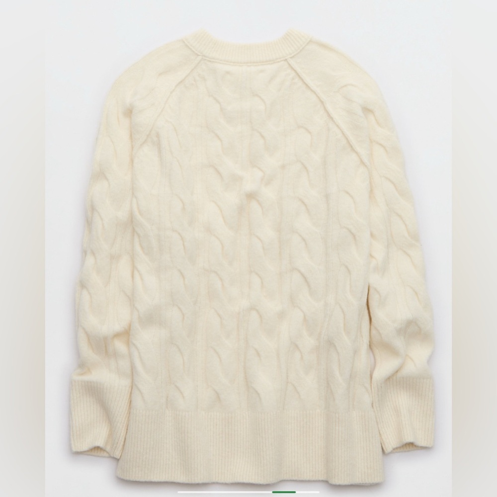 Aerie unREAL Cable Crew Sweater - Natural, Medium - Picture 5 of 6